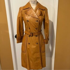 Vintage Giorgio Beverly Hills Brown Double-Breasted Leather Coat